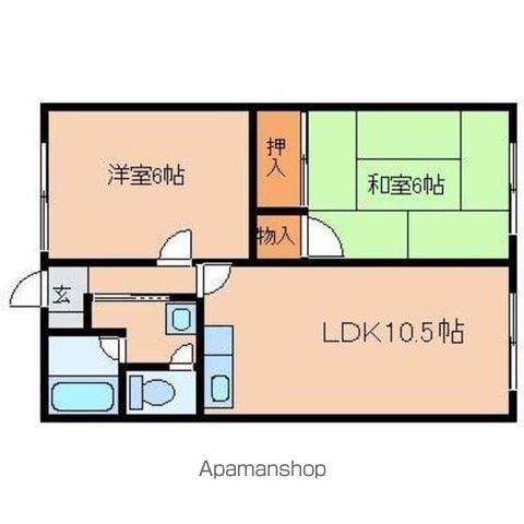 グリーンハウス大刀洗(2LDK/2階)の間取り写真
