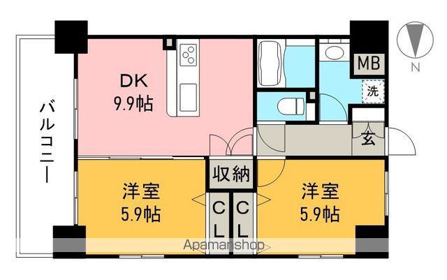 山中ハイツ3(2DK/3階)の間取り写真