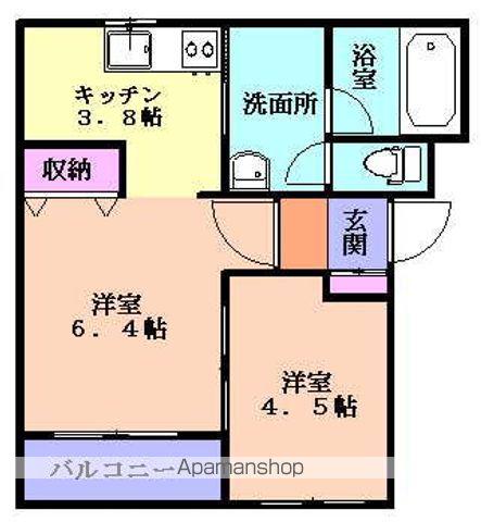 グリーンパル(2K/2階)の間取り写真