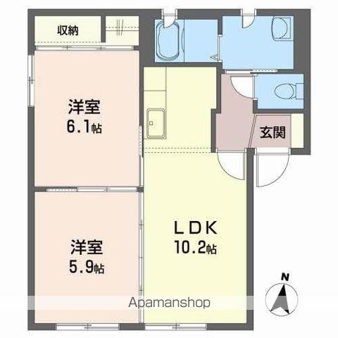 ヴァンフォーレ小岩井(2LDK/1階)の間取り写真