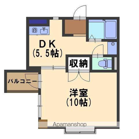 ウエストヒルズ(1DK/3階)の間取り写真