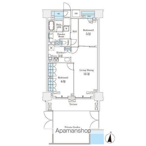 フロンティアレジデンス錦糸公園(2LDK/1階)の間取り写真