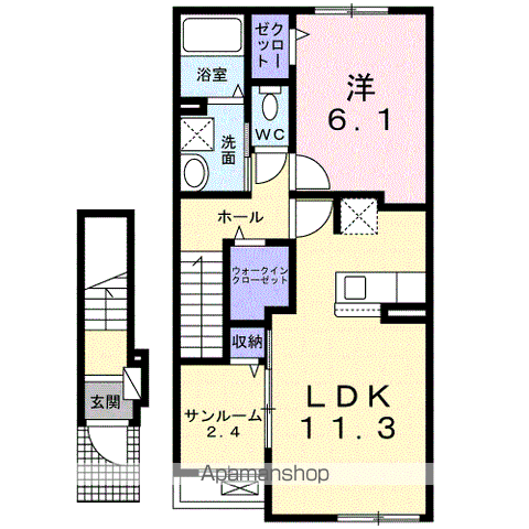 セントポーリアA(1LDK/2階)の間取り写真