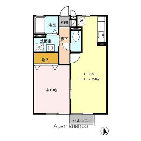 SHARES・K(1LDK/2階)の間取り写真