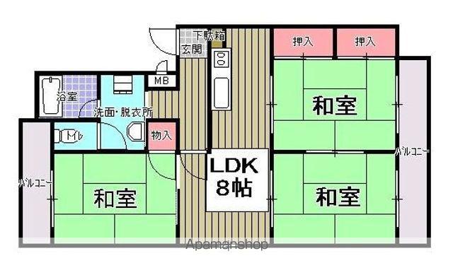 レジデンスダムール(3LDK/2階)の間取り写真