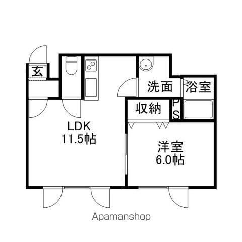 PINO参番館(1LDK/1階)の間取り写真