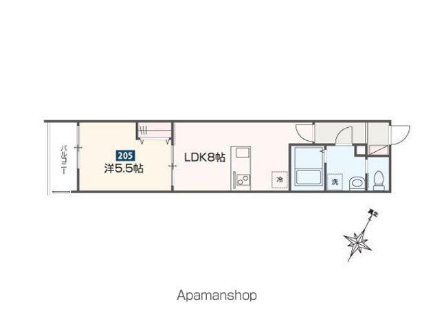 MELDIA福生Ⅲ(1LDK/2階)の間取り写真