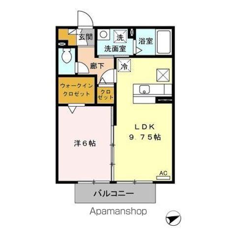 ヴィラ シャルマン B棟(1LDK/1階)の間取り写真