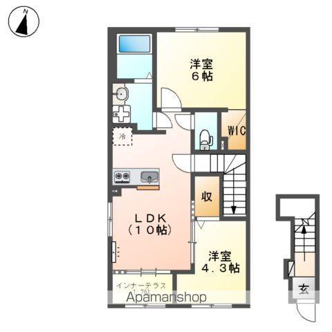 ベル・ドゥ・ジャルダン(2LDK/2階)の間取り写真