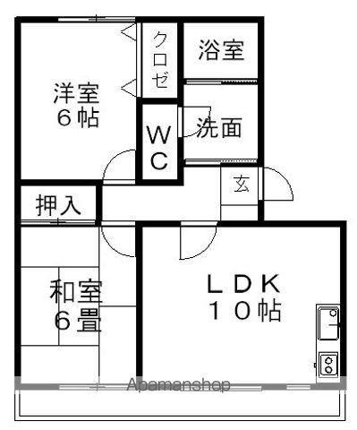 グリーンハウス3(2LDK/2階)の間取り写真