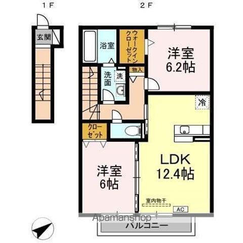 ハイツ アムール A(2LDK/2階)の間取り写真