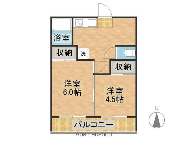 月見ヶ丘ハイツ(2K/1階)の間取り写真