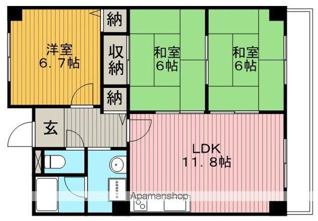 ルミエール西緑丘(3LDK/2階)の間取り写真