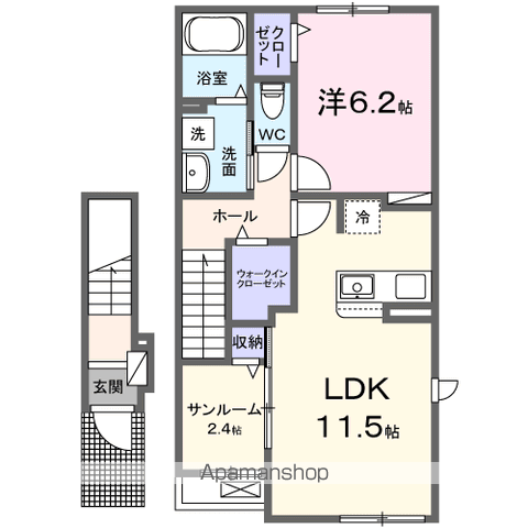 ヴィオラ Ⅰ(1LDK/2階)の間取り写真