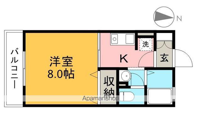 KANADA A棟(1K/2階)の間取り写真
