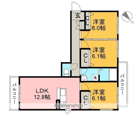 ルピナス・KⅢ(3LDK/1階)の間取り写真