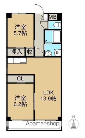 COMS二ツ坂(2LDK/4階)の間取り写真