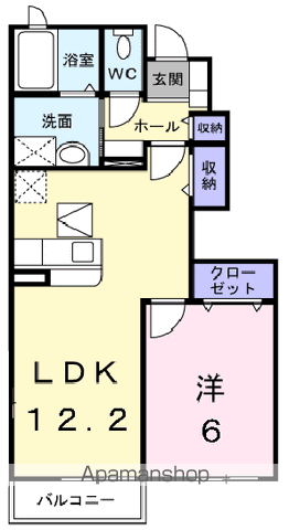セレノ八島台Ⅱ(1LDK/1階)の間取り写真