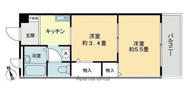 フィネス中屋敷(2K/4階)の間取り写真
