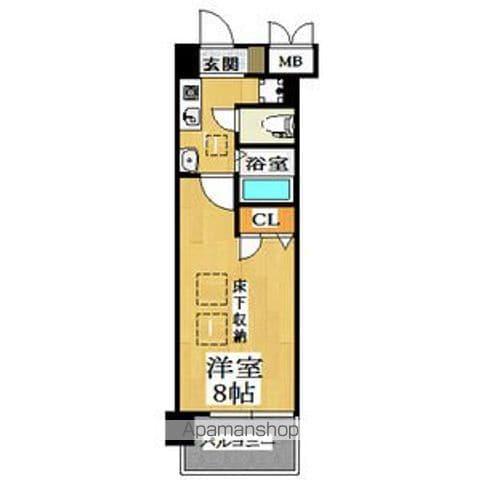 CITY SPIRE北梅田(1K/2階)の間取り写真