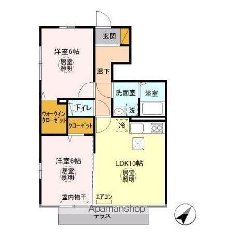 ラ・レアール・パス(2LDK/1階)の間取り写真