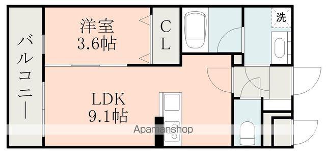 ラ・シック菊陽ミモザ(1LDK/2階)の間取り写真