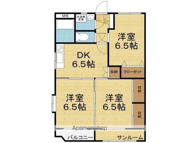 フーテール(3DK/2階)の間取り写真