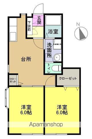 グリーングラスC棟(2DK/1階)の間取り写真