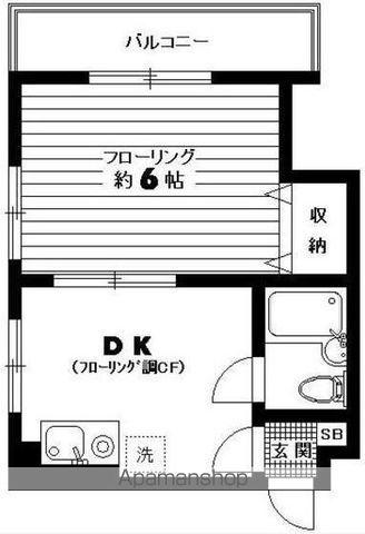 渋谷ハイツ(1DK/4階)の間取り写真