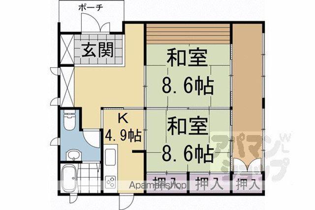 山陰本線 嵯峨嵐山駅 徒歩9分 1階建 築28年(2K)の間取り写真