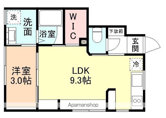 富山市向新庄町4丁目アパートB棟(1LDK/1階)の間取り写真
