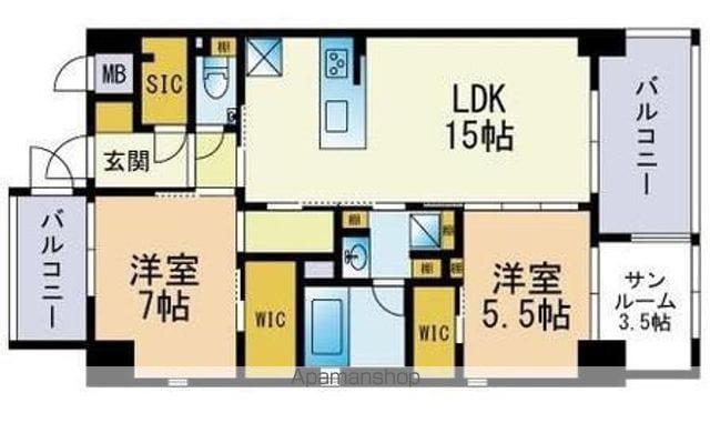 ソレイユ ドゥ マタン 姪浜駅南(2LDK/5階)の間取り写真