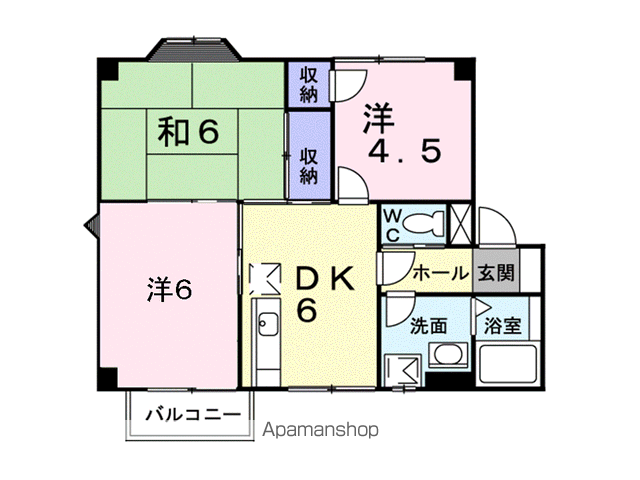 伊予鉄道郡中線 余戸駅 徒歩14分 2階建 築32年(3DK/2階)の間取り写真