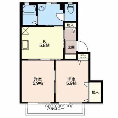 エスワイ杉山(2K/2階)の間取り写真