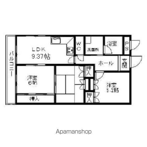 グリーンシティ岩倉(2LDK/2階)の間取り写真