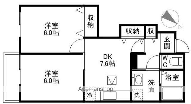 イートハーブⅢ(2DK/1階)の間取り写真