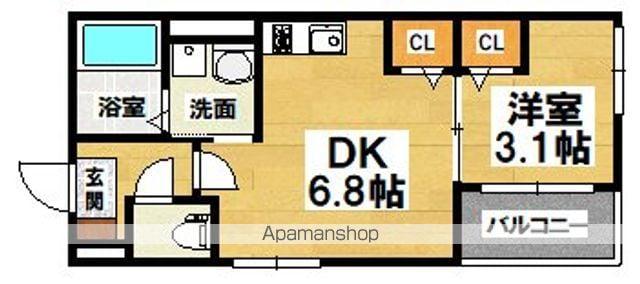 ハーモニーテラス遠里小野Ⅲ(1DK/1階)の間取り写真