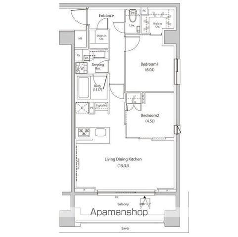 ザ・パークハビオ目黒プレイス(2LDK/2階)の間取り写真