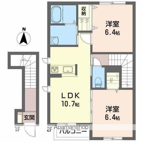 シャーメゾンS(2LDK/2階)の間取り写真