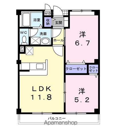 ブランドール(2LDK/1階)の間取り写真