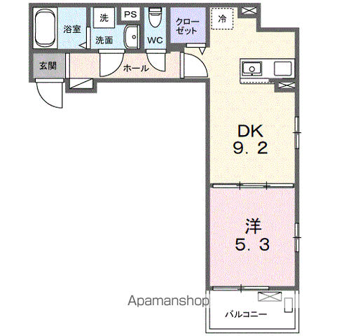ヒカルサ熊谷曙町(1DK/2階)の間取り写真