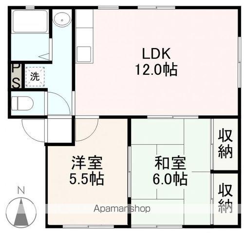 ルポール1(2LDK/1階)の間取り写真