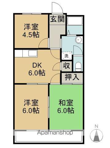 シャトー雅(3DK/2階)の間取り写真