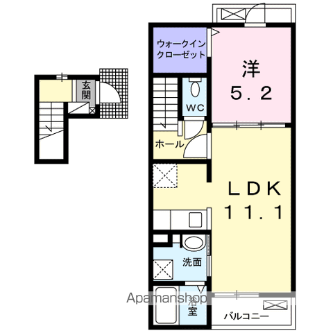 KENⅤ(1LDK/2階)の間取り写真