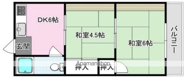 コーポ桜ヶ丘(2DK/2階)の間取り写真