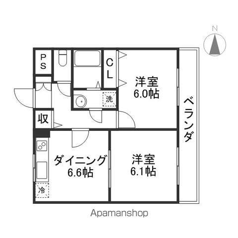 カームライフ(2DK/3階)の間取り写真