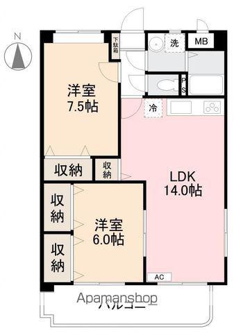 ローザ・クオーレⅠ(2LDK/2階)の間取り写真