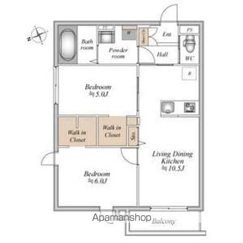 ザ・フォレスト立川(2LDK/2階)の間取り写真