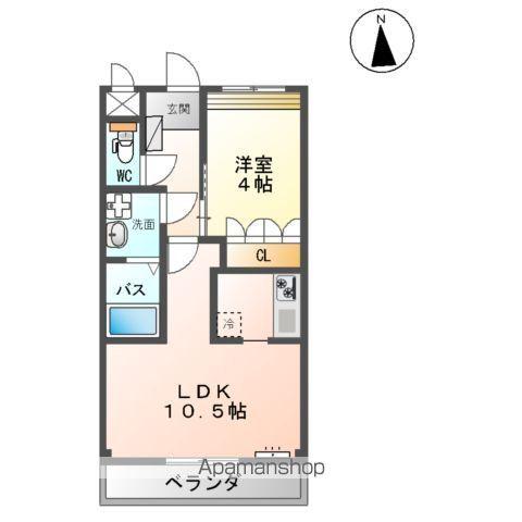 フラワーハウス(1LDK/2階)の間取り写真