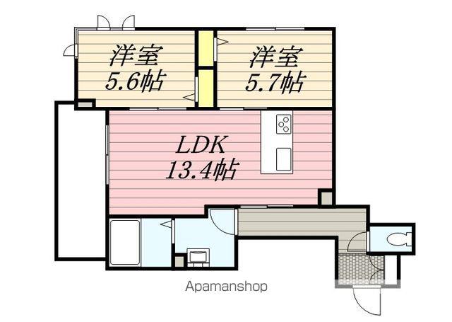 フォレットおおたか(2LDK/2階)の間取り写真